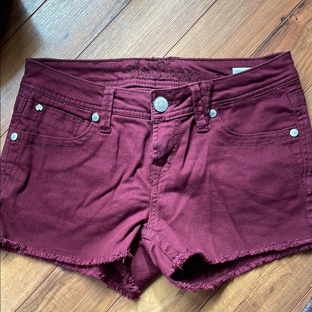 Women's Burgundy Denim Shorts